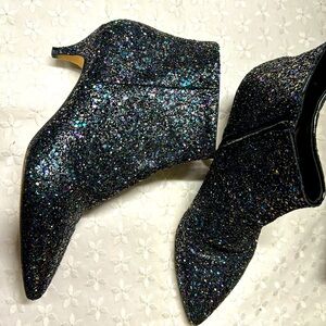 Kate Spade iridescent glitter kitten heel ankle boots 7 1/2 M barely worn